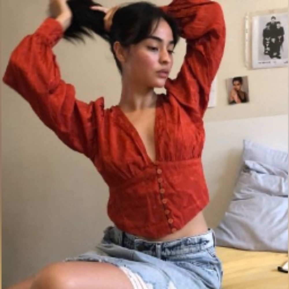 Motel Bina Satin Top - Rust